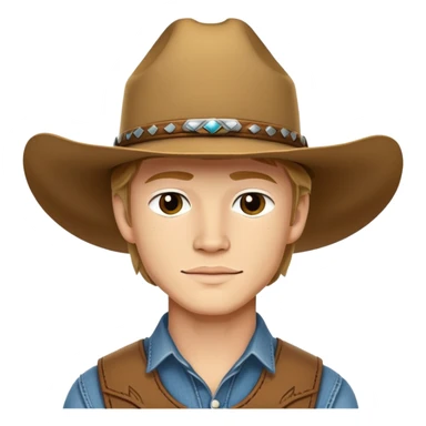 Lucas till with a cowboy hat sticker