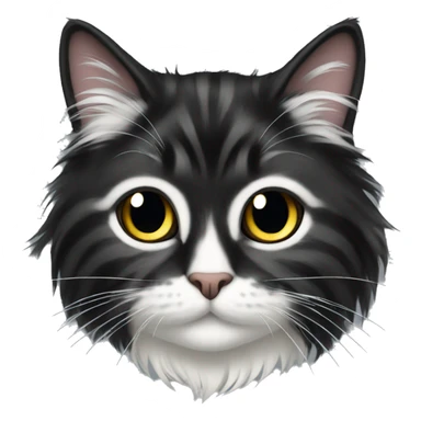long haired cat black with white spot sticker