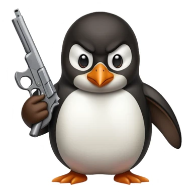 Angry penguin with a 373 magnum in his hand sticker