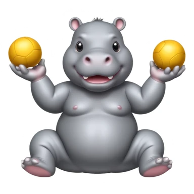 a Circus cute hippo juggling two metal ball sticker
