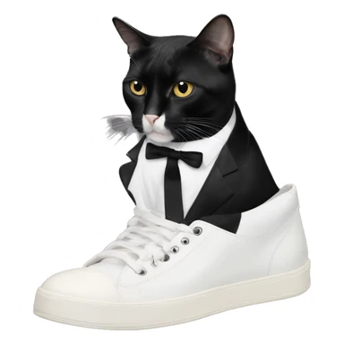 tuxedo cat wearing rick owens drkshdw highs sticker