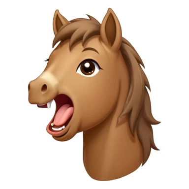 Cinematic Cute Yawning Brown Welsh Pony Portrait Emoji, Head tilted slightly with a dramatic, wide-open yawn, showcasing a sturdy, brown-colored form with softly drooping ears and sleepy, half-closed eyes, Simplified yet irresistibly adorable features, highly detailed, glowing with a soft, cozy earthy glow, high shine, relaxed yet expressive, stylized with a dash of rustic charm, soft glowing outline, capturing the essence of a drowsy yet affectionate brown Welsh pony that appears ready to stretch and yawn its way off the screen! sticker