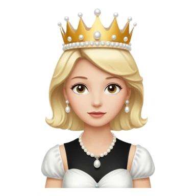 Blonde Elegant blonde princess with white gloves and pearl necklace, wearing crown.
 sticker