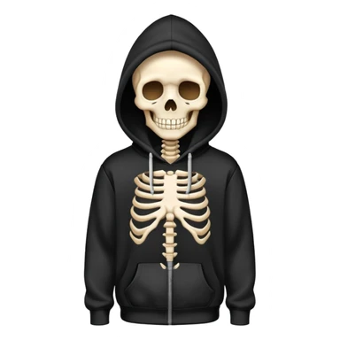 Skeleton wearing a black hoodie and a fire background  sticker