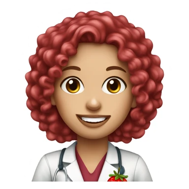 dietitian white girl burgundy curly hair eating a strawberry  sticker