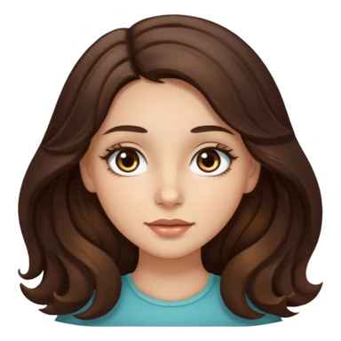 girl with wavy long dark brown hair, brown eyes, light to medium complexion, long lashes, almons shapes eye sticker