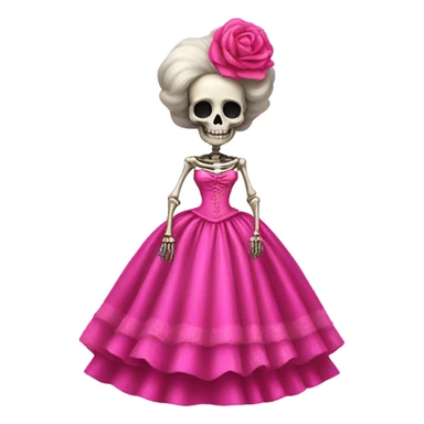 Skeleton wearing hot pink vintage poofy wedding dress to impress sticker