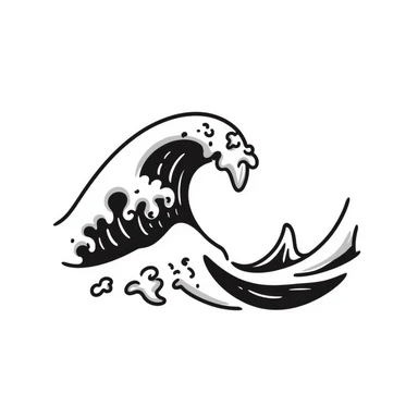 notion style hand drawn doodle of a stylized ocean wave sticker