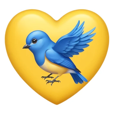 yellow heart with a bird sticker