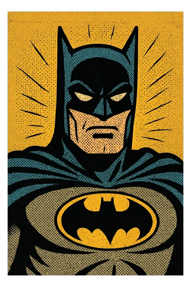 Batman icon, classic comic book style, black and yellow color scheme, clean lines sticker