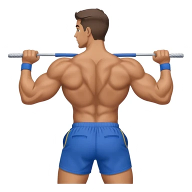 back view of buff man with blue shorts doing cable face-pulls exercise sticker