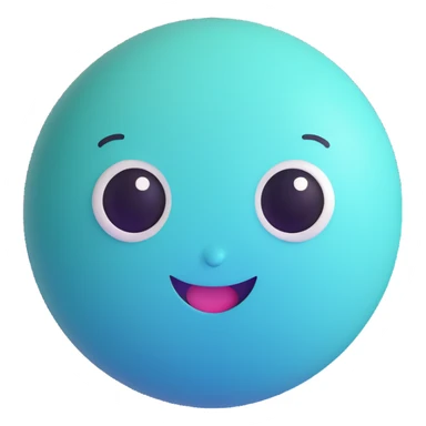 Uranus planet emoji with a mischievous face, blue-green color, thin rings, spark of creativity, symbolizing a person who drives change and new ideas sticker