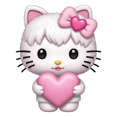 Hello Kitty holding a pink heart sticker