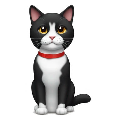 tuxedo cat,black chin,black nose and red collar sticker