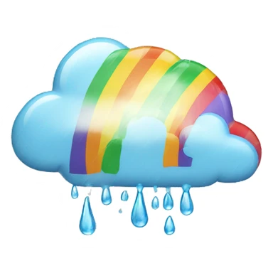 a cloud raining rainbow sticker
