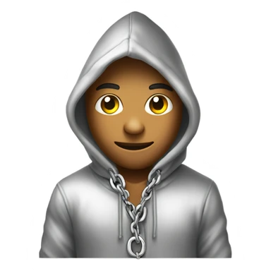 Silver chain hanging out of hoodie sticker