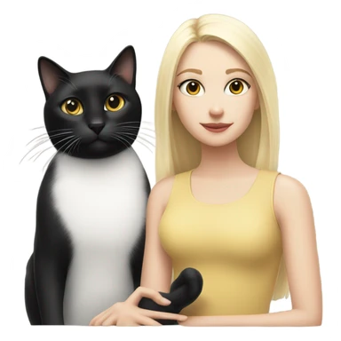 White and black cat with a blonde girl sticker