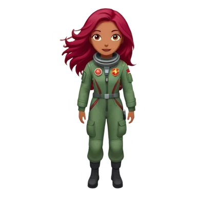 Women with long dark ruby red hair jetpacking through a Moroccan market  sticker