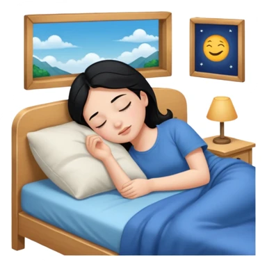 girl with black hair in short sleeves sleeping at home sticker