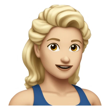 blonde woman working out with a black tank top and a blue shorts and she is holding a dumbell sticker