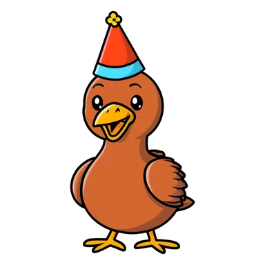 Turkey with a birthday hat  sticker