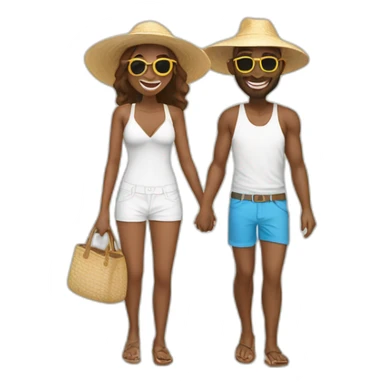 beach vacation couple white sticker