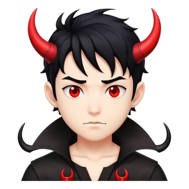 Cool anime devil boy with black hair and horns sticker
