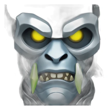 Cyber futuristic silver orc robot face with big orc tusks sticker