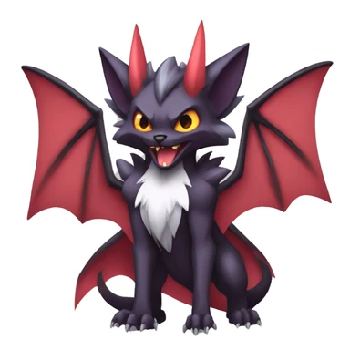  Anthro Kawaii Edgy Cool Vampiric Demonic Beautiful Noivern-Zoroark-Litten with big Bat Ears full body sticker
