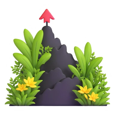 downward arrow surrounded by plants sticker