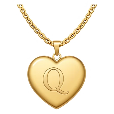 Gold necklace with heart pendant engraved with letter q sticker
