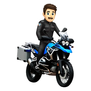 male dark hair blue eyes no beard driving a bmw gs 1250 adventure black sticker