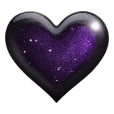 purple and black glitter heart sticker