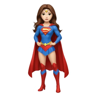 Isolated, ultra detailed illustration of the most incredibly realistic and beautiful superwoman, DC Hero, char6. Full body, orginal outfit with a modern seductive style, perfect makeup, long flowing brown hair, perfect makeup, 
figurine imaginable, toy style. sticker
