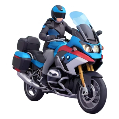 BMW RT1200 touring motorcycle with rider on scenic mountain road sticker