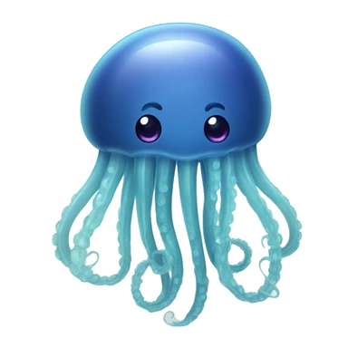 Blue friendly jellyfish long tentacle sticker