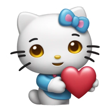 Hellokitty holding a heart sticker