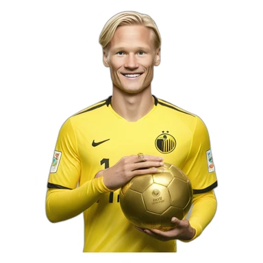 Haaland avec  le ballon d'or sticker