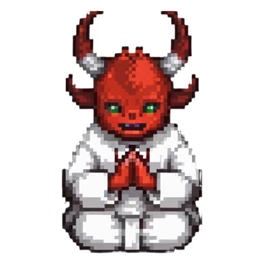 devil making prayer hands sticker