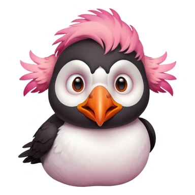 pink puffin angry blow steam nose beak sticker