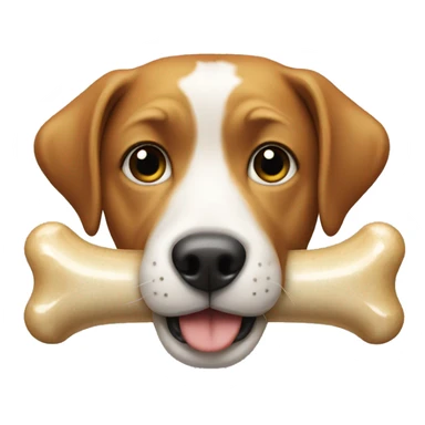 face with a dog bone in its mouth sticker