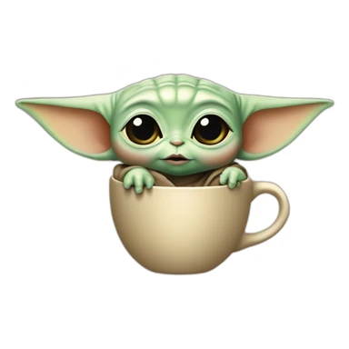 baby yoda a cup in her hands sticker
