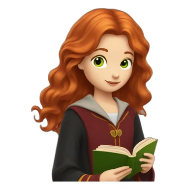gryffindor Redhead with green eyes reading a book sticker