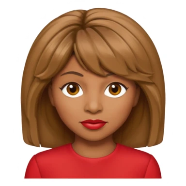 Tina Turner with long light brown hair, red outfit sticker