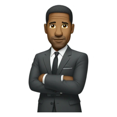 Denzel Washington cartoon wearing suit sticker
