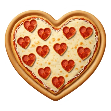 Heart shaped pizza with circle pepperoni  sticker