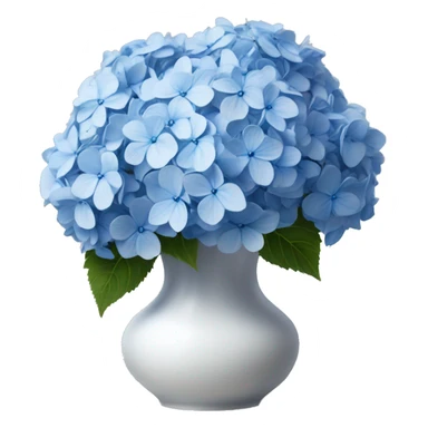 blue hydrangea bouquet in white vase hyper realistic  sticker
