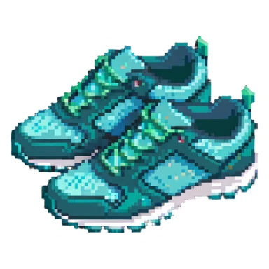 turquoise running shoes, athletic footwear, blue-green sneakers sticker
