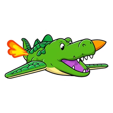Crocodile plane with explosions behind it sticker