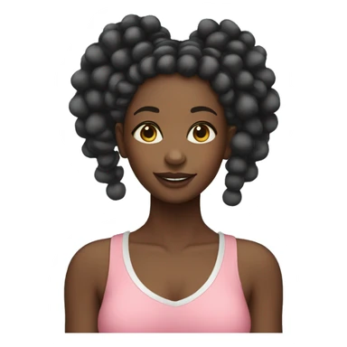 light black girl with Pom poms braids hair  sticker
